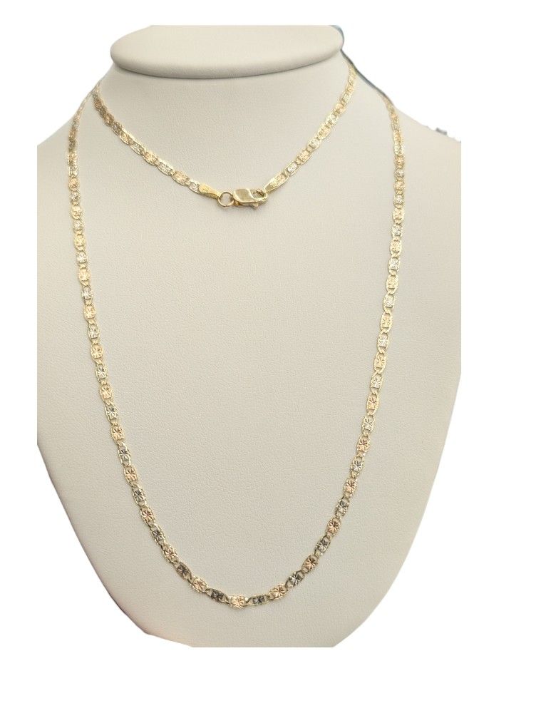 10kt Real Gold Tricolor Valentino Chain 2.2 mm 20 inches 