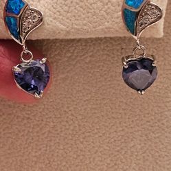 Purple Heart Earrings 925 Silver