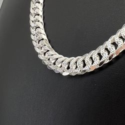 925 Sterling Silver Cuban Double Pave Necklace 9.5mm 83.65grams 26” 162573 2