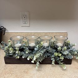 Cute Artificial Plant Candle Holder  13.75 Long and 5 inches Tall.
