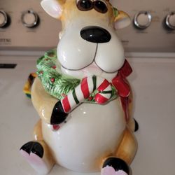 FITZ & FLOYD REINDEER COOKIE JAR