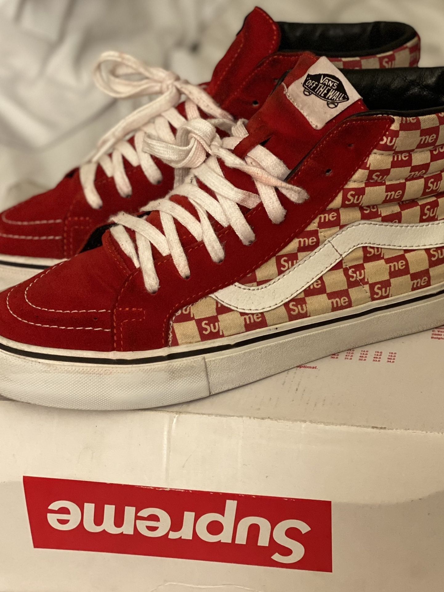 Red Supreme Checkered Vans