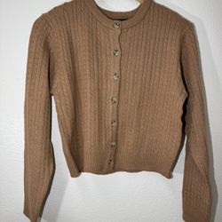 Warm Brown Charm Ribbed Cardigan