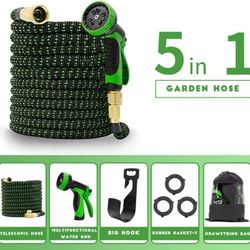 2026 Upgrade Expandable Garden Hose 50FT , Water Hose with 10 - Function High - Pressure Spray Nozzle , Heavy Duty Flexible Hose , 3/4 " Solid Brass
