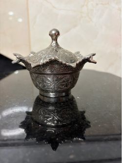 Vintage Turkish Bowl with Lid Dish Sena, Sena Sugar Bowl Embossed