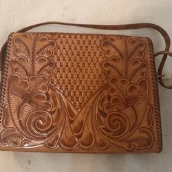 Tooled leather western style purse