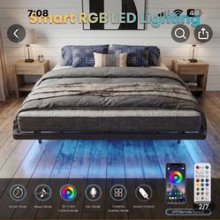 Queen Size bedframe LED lit 