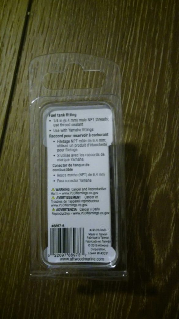 Attwood fuel fitting