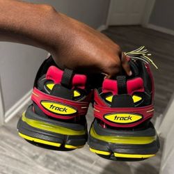 Red and Yellow Track Athletic Sneakers