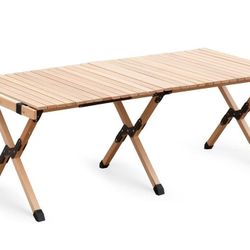 Folding Picnic Table, Portable Camping Table, Wood 48 Inch