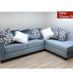 Gorgeous Gray Colored Sectional with Studs