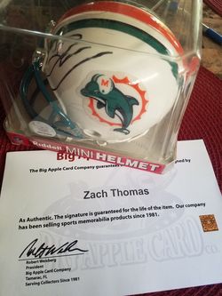 Zach Thomas Autographed Mini Helmet
