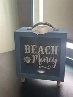 Beach Money Wooden Coin Bank Box
