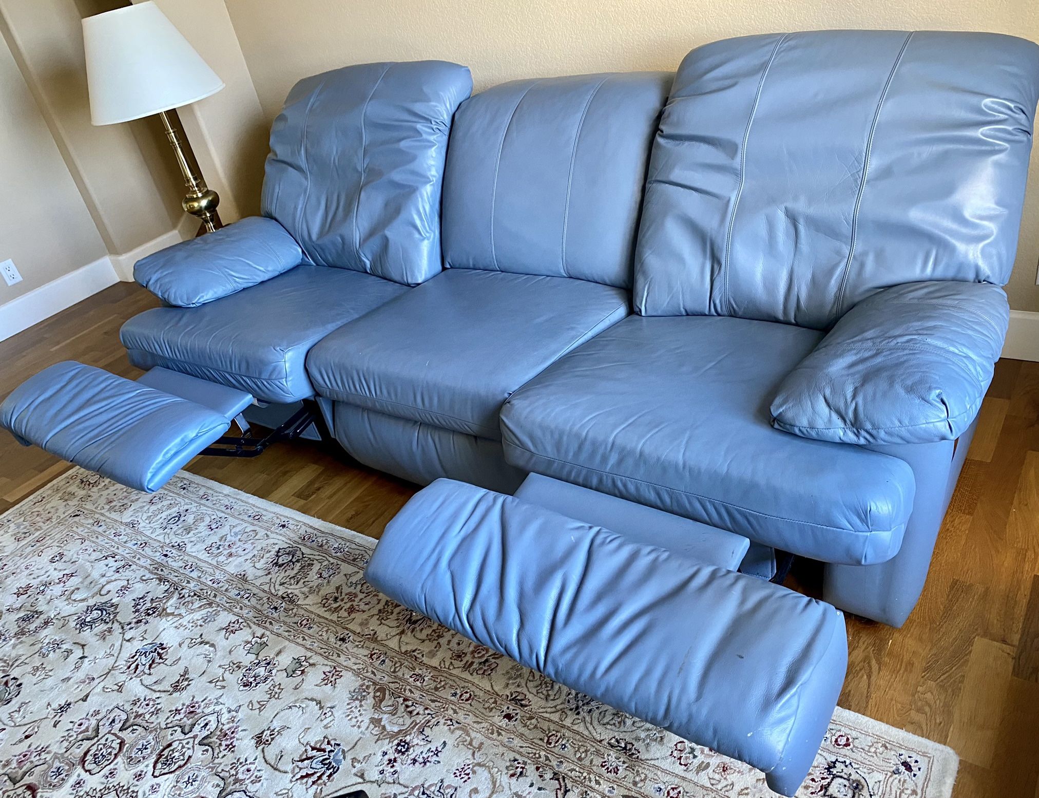 Blue Sofa And Recliner