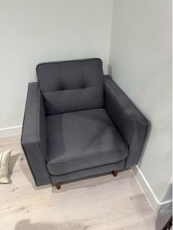 London dark grey fabric arm chair by Living Spaces