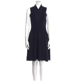 Ralph Lauren Linen Knit Dress Sleeveless Navy Blue Cotton Size Med A Line