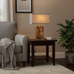 Modern Lucite Encased River Rock Table Lamp (Dual-Illumination)