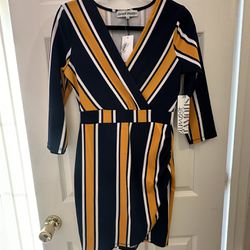 Striped Dress Navy Blue/Yellow Size Medium Brand New With Tag (Purchased From Macy’s)