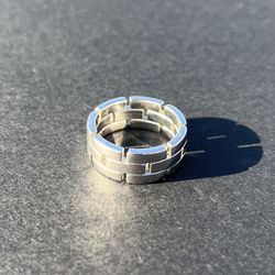 Mens 925 sterling silver block style ring 