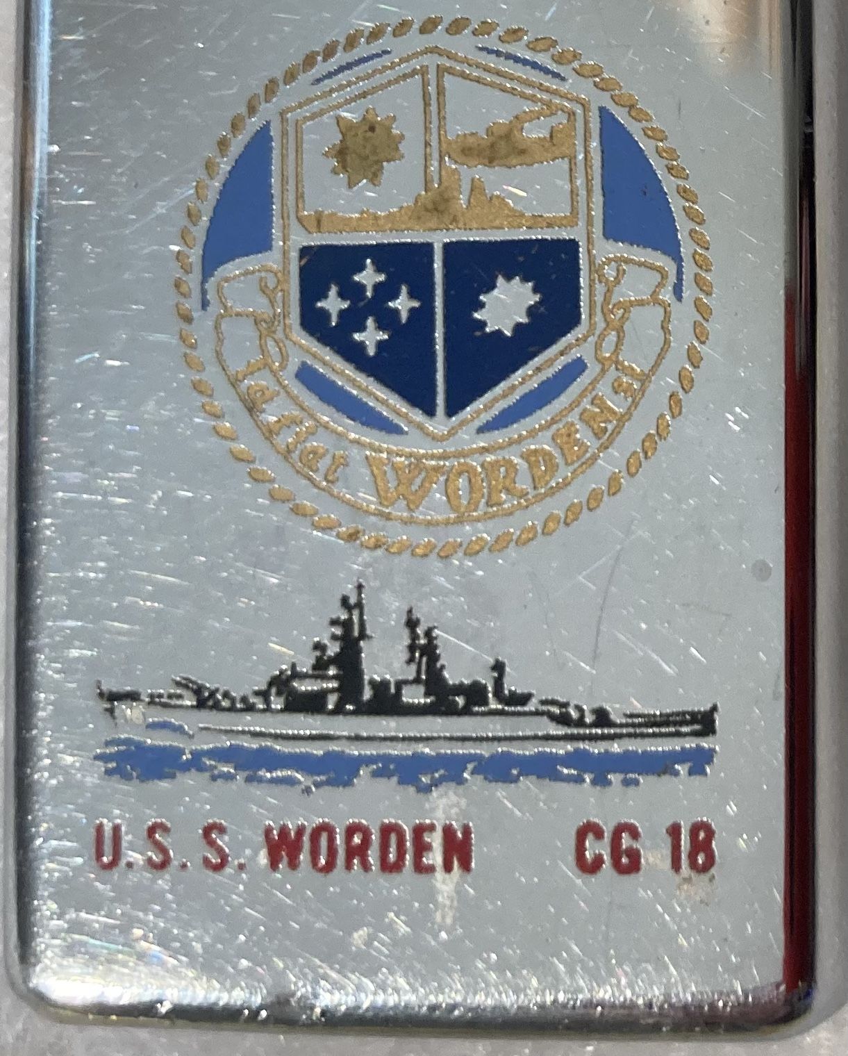 Vintage Zippo Lighter USS Wooden CG-18