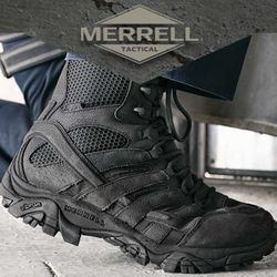 New Men's Merrell Tactical Waterproof Side-Zip Boot,, Black 