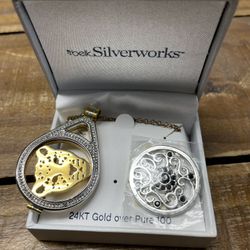 Belk silver Works Jacksonville jaguars pendant necklace 24 karat gold over pure 100 silver