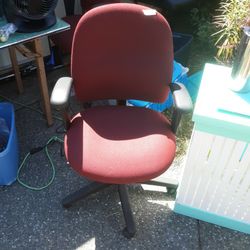 Office Desk Chair Sturdy Quality Red Maroon Fabric Adjustable Ergonomic 2 Available