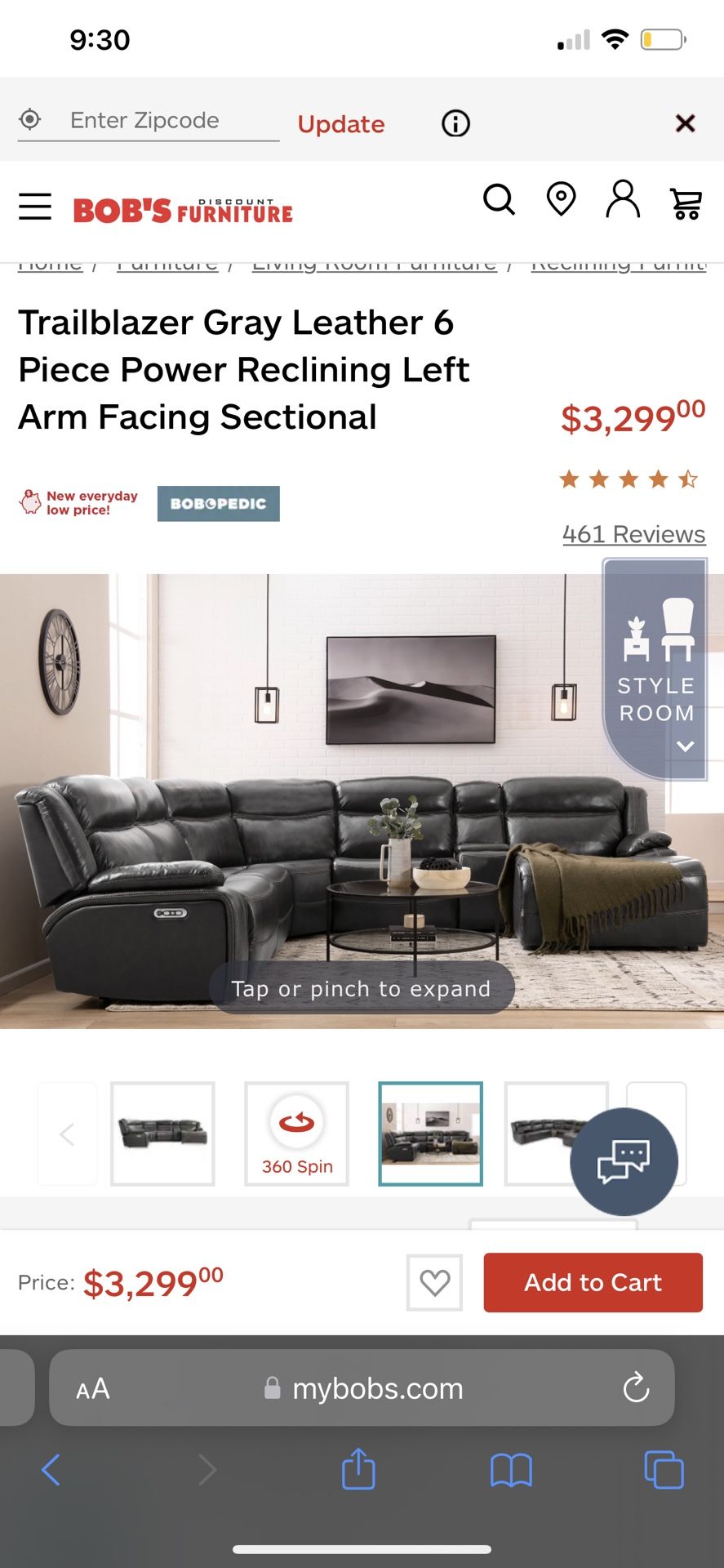 100% Leather Sectional Couch