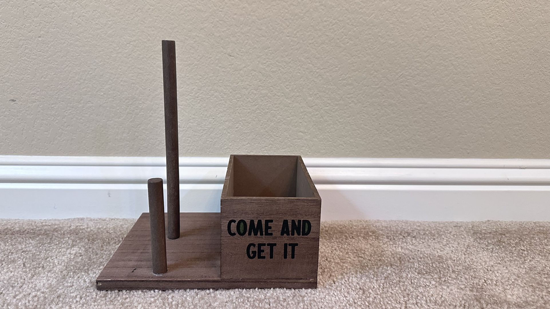 Wooden Caddy Organizer with 'Come and Get It' Text