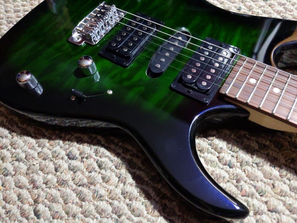 Ibanez GRX70QA GIO Transparent Green Burst Electric Guitar