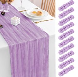 12 Pack Lavender Table Runner 17x108 Inch Lilac Purple Cheesecloth Table Runner Semi Gauze Table Runners Rustic Sheer Fabric Cheese Cloth Table Runner