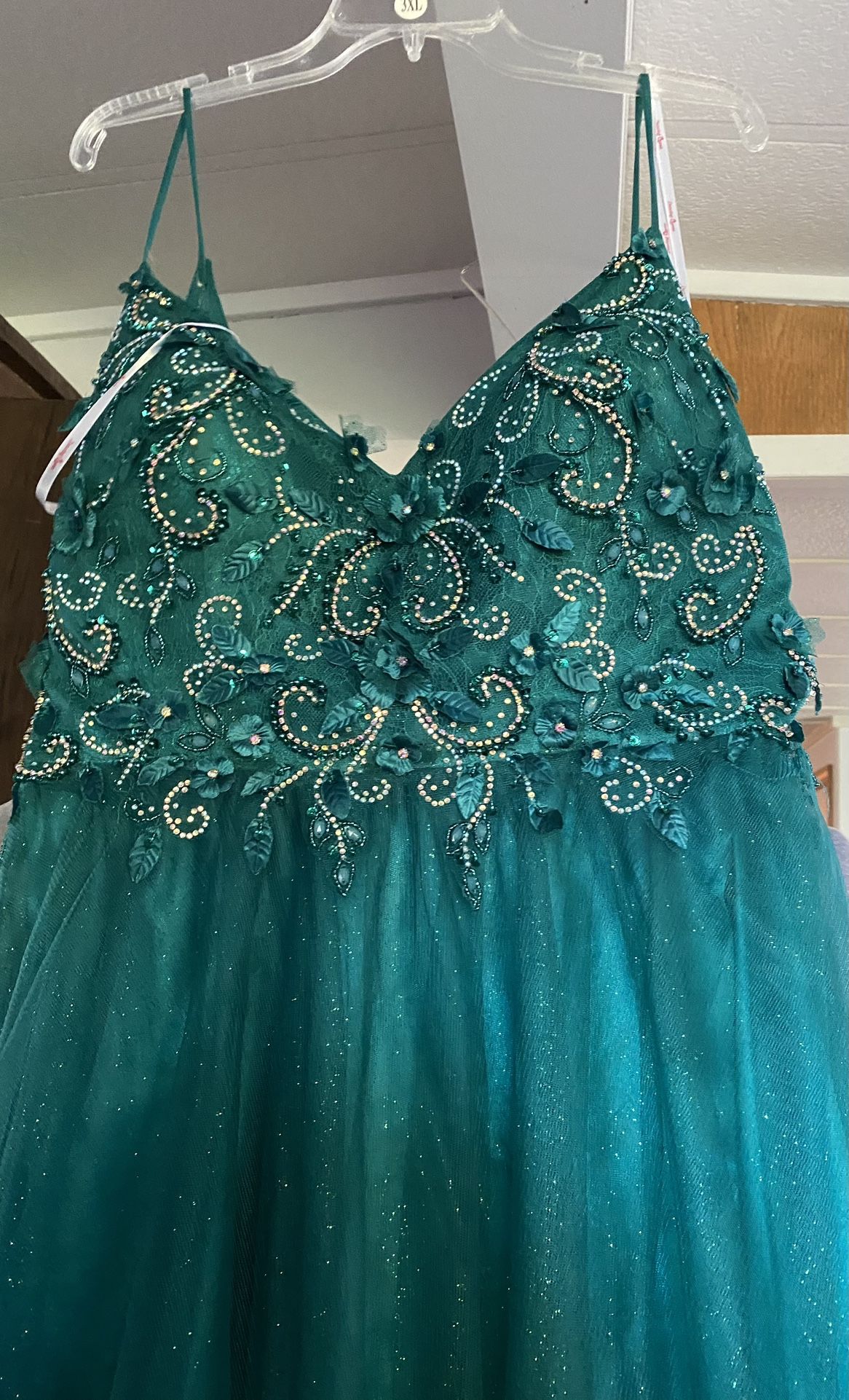XXL Green Prom, Special Occasion Or Quincinerra Dress C