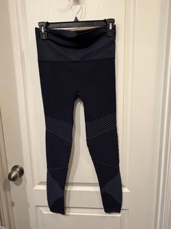 SPANX Black/Charcoal Gray Textured Panel High-Waisted Leggings