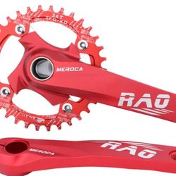 MEROCA Road Bike Snow Fat Bike Crankset 48T with Bottom Bracket (red) 