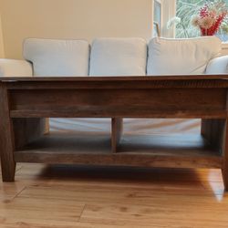 Lift-Top Wooden Coffee Table – Rustic Finish