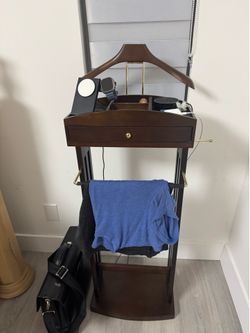 Men’s Valet Stand – Elegant Wood with Drawer & Accessories Organizer