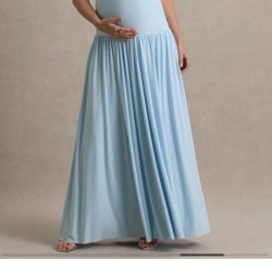 Beautiful Baby Blue  Powder Blue POWDER BLUE MATERNITY MAXI DRESS WITH DRAPED SKIRT