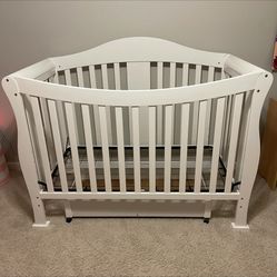 Baby Crib Bed Transitions To Toddler Bed w/ Rolling Under Bed Storage