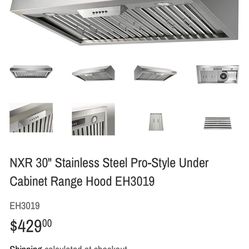 NXR 30" Stainless Steel Pro-Style Under Cabinet Range Hood EH3019