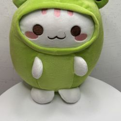 Cute Cat Frog Plush Pillow 8" Kitten Frog Stuffed Animal, Soft Kawaii Cat Plushie with Frog Outfit Costume Gift for Kids