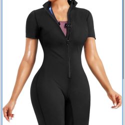 Junlan Sauna Suit For Women Full Body Jumpsuit Waist Trainers M