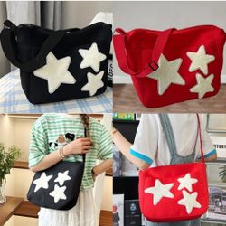 STARS TOTE SHOULDER BAG CASUAL ADJUSTABLE STRAPS ZIPPER CLOSURE CROSS BODY