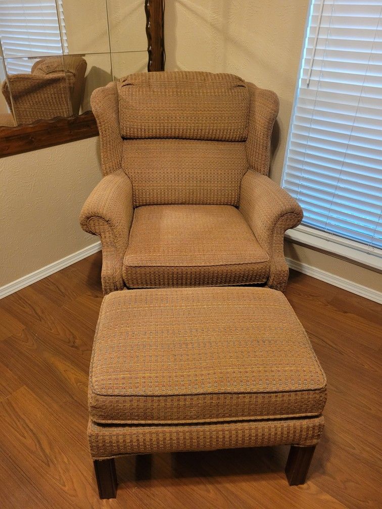 Wingback Chair With Ottoman