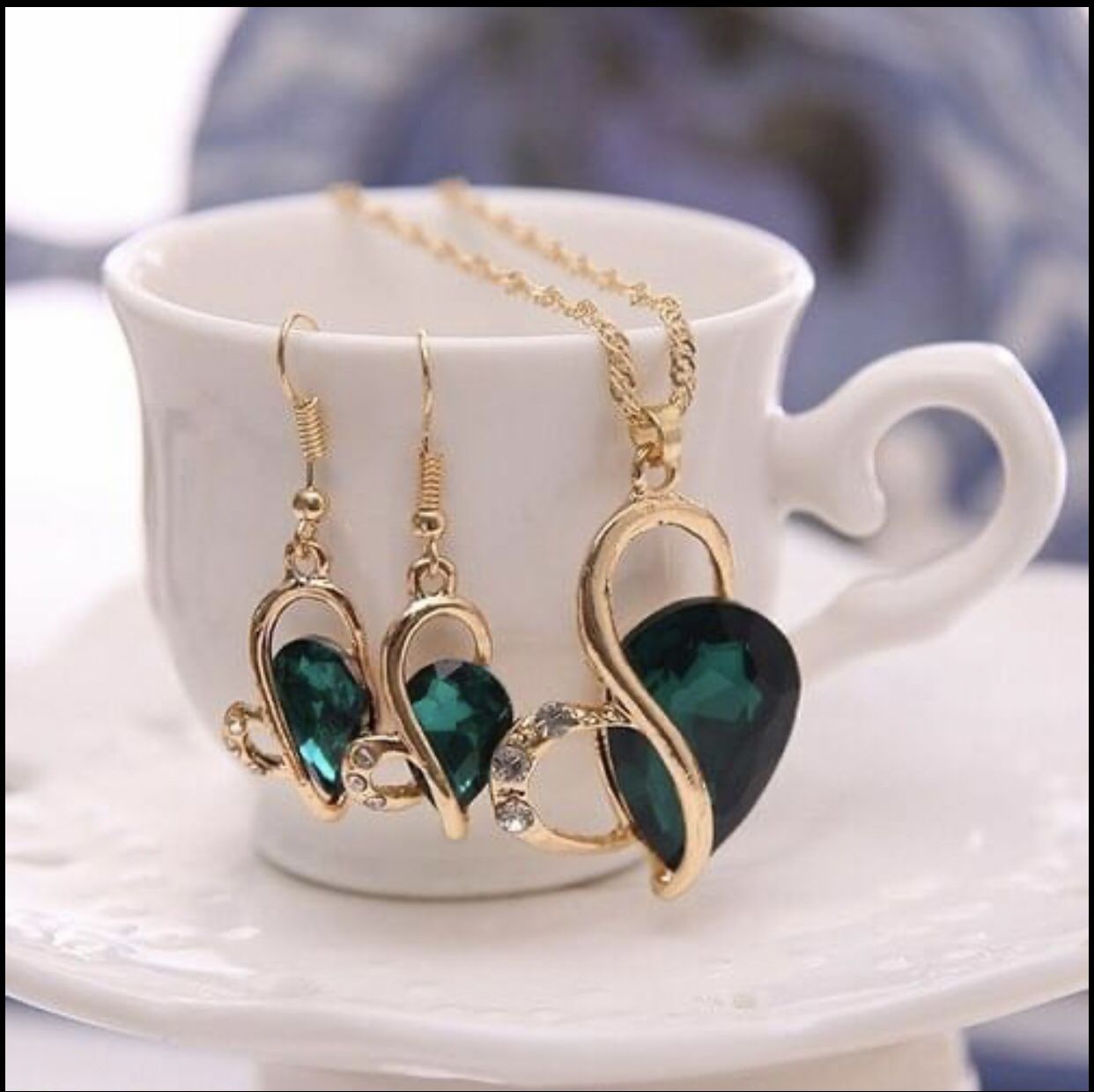 Austrian Love Heart Jewelry Gold Plated Jewelry Set