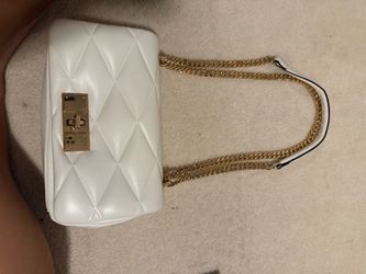 ALDO White Quilted Top Handle Crossbody Bag Gold Hardware
