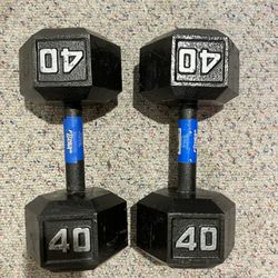 Rarely used 40lb. Dumbells 