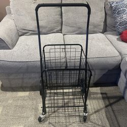 Folding Metal Shopping Utility Cart, Black 