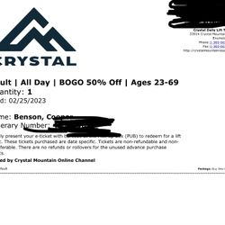 Crystal Mountain Ski, Snowboard Day Pass