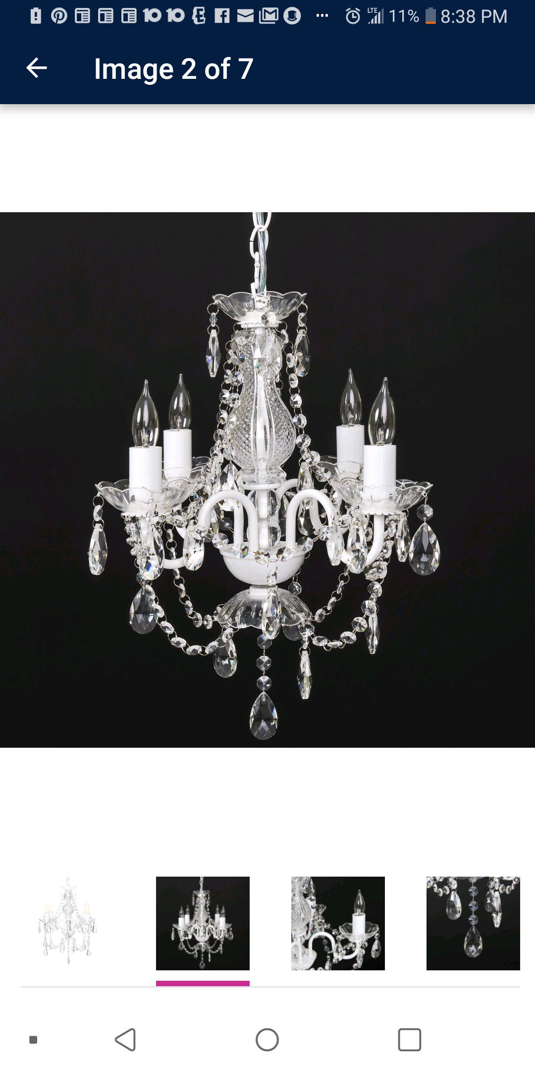 Brand New Elegant Acrylic Crystal Chandelier Ceiling Light Fixture for Dining Room, Bedroom, or Foyer in White