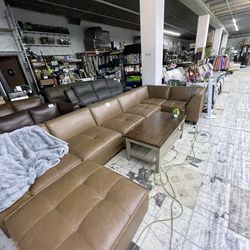 CHIC BROWN LEATHER COUCH FROM COSTCO!! DROPPED THE PRICE